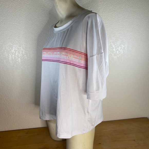 Bebe Sport Womans XL White Slinky T-Shirt Short Sleeve Crop Over-Sized Top - Picture 3 of 9